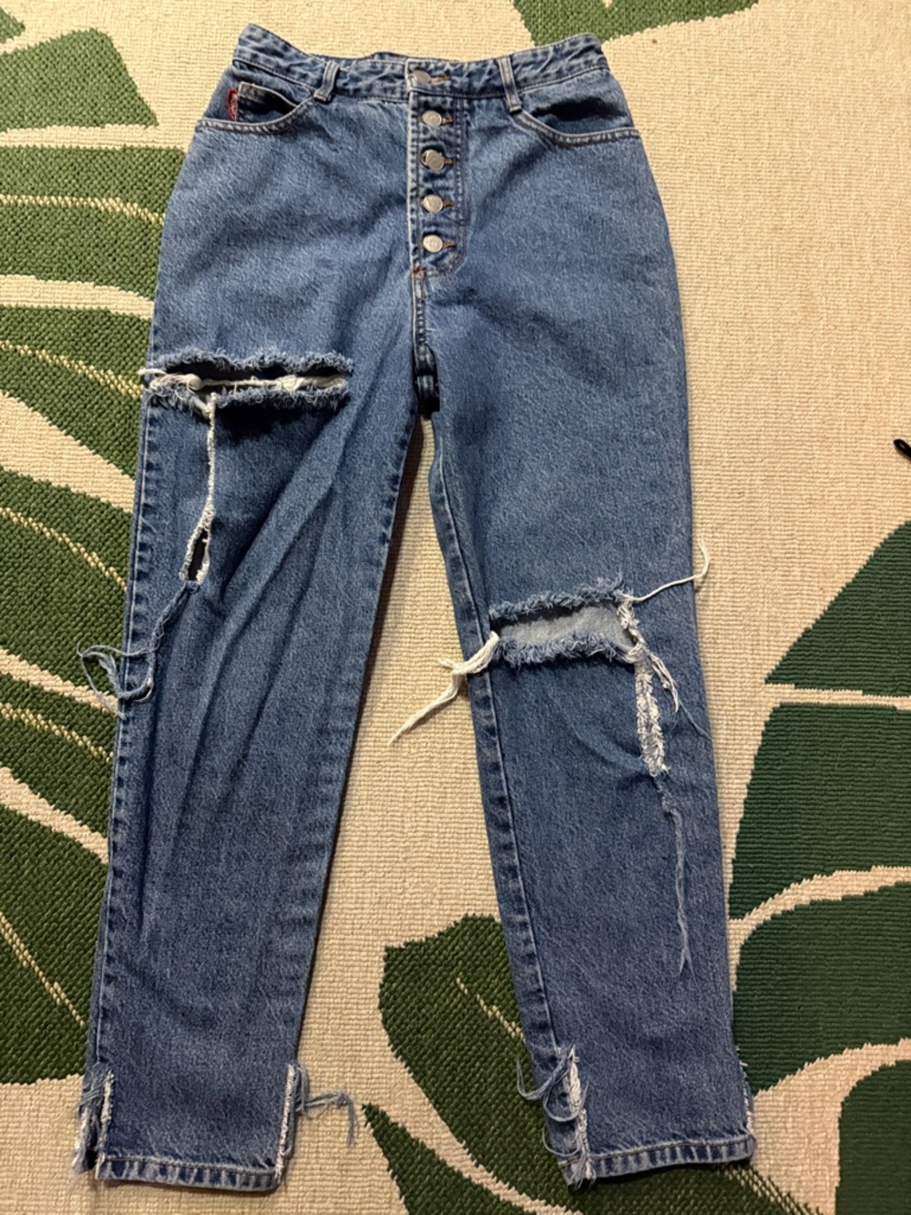 BONGO Distressed High-Rise Blue Button Fly Jeans size 9